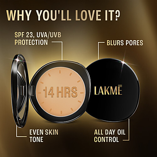 Lakme Ultimate Glam Compact  Skin Lightening Compact Powder with Vitamin B3, 8 g Beige Honey 05 