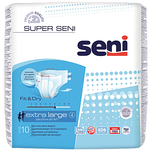 Seni Super Breathable Adult Diapers - Extra Large, 10 pcs  
