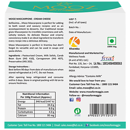 Mooz Mascarpone, 150 g  Soft, Velvety Texture