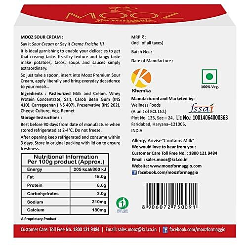Mooz Sour Cream, 150 g  Silky Texture & Tangy Taste