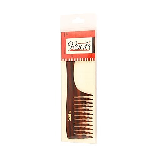 Roots Brown Wide Teeth Comb For Wavy/Curly/Thick & Shampoo Use - 82, 1 pc  