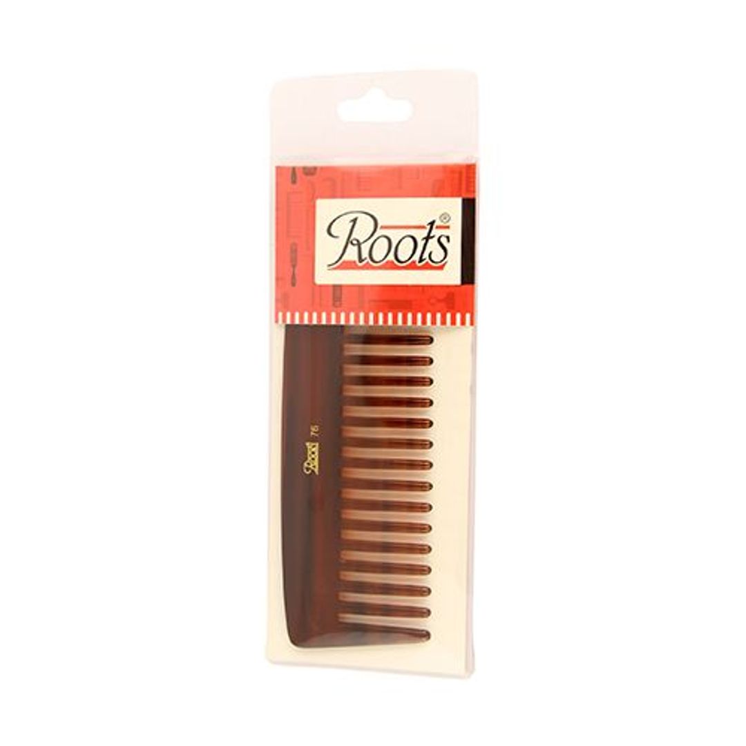 Roots Brown Wide Teeth Comb For Wavy/Curly Medium Length Hair & Shampoo Use - 76, 1 pc 