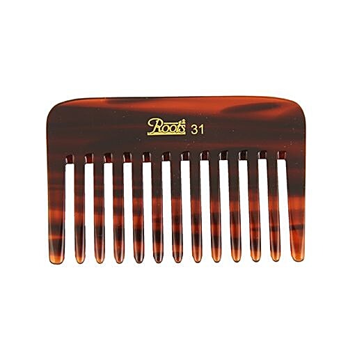 Roots Brown Wide Teeth Comb For Wavy/Curly Thick Short Hair & Travel - 31, 1 pc  