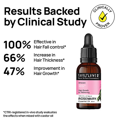 Soulflower Rosemary Essential Oil - For Hair Fall Control & Growth, Clinically Proven, 30 ml  Natural Haircare