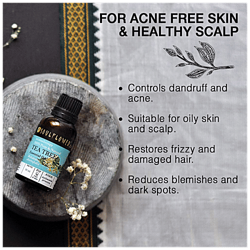 Soulflower Tea Tree Essential Oil - For Oily Acne Prone Skin & Dandruff, 100% Pure, 30 ml  Nature's Antiseptic