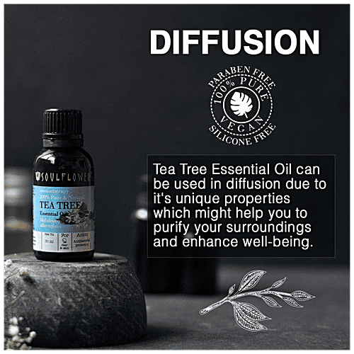 Soulflower Tea Tree Essential Oil - For Oily Acne Prone Skin & Dandruff, 100% Pure, 30 ml  Nature's Antiseptic