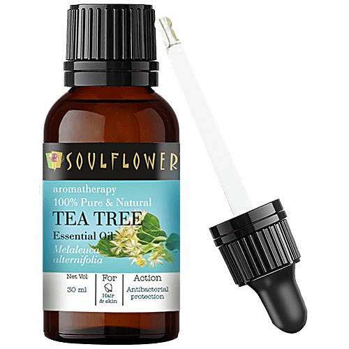 Soulflower Tea Tree Essential Oil - For Oily Acne Prone Skin & Dandruff, 100% Pure, 30 ml  Nature's Antiseptic