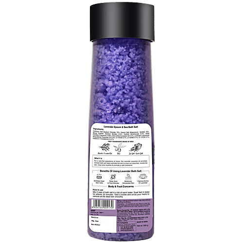 Soulflower Epsom Lavender Bath Salt - Body & Foot Spa, Muscle Pain, Clinically Tested, 500 g  