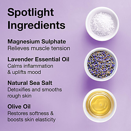 Soulflower Epsom Lavender Bath Salt - Body & Foot Spa, Muscle Pain, Clinically Tested, 500 g  