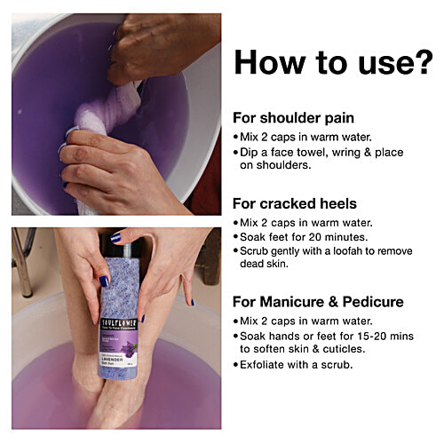 Soulflower Epsom Lavender Bath Salt - Body & Foot Spa, Muscle Pain, Clinically Tested, 500 g  