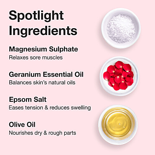 Soulflower Epsom Bath Salt Rose Geranium - Foot, Body, Muscle Aches, Pain Relief, Relaxing, 500 g