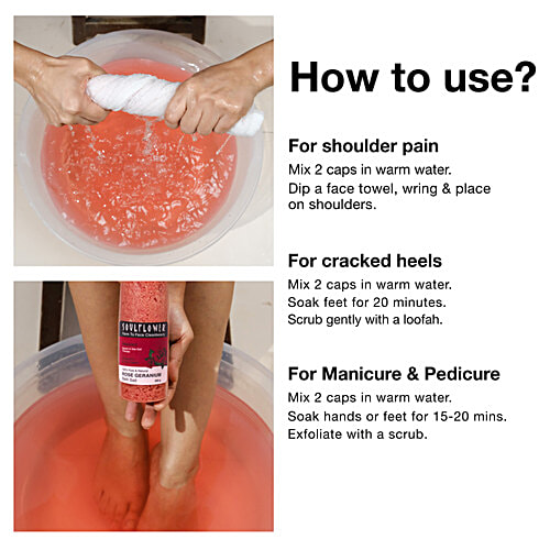 Soulflower Epsom Bath Salt Rose Geranium - Foot, Body, Muscle Aches, Pain Relief, Relaxing, 500 g