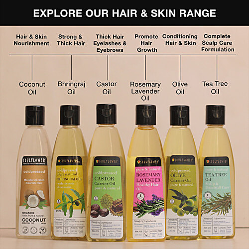 Soulflower Coconut Carrier Oil - For Hair Nourishment & Face Glow, Cold Pressed, 225 ml  Pure & Natural