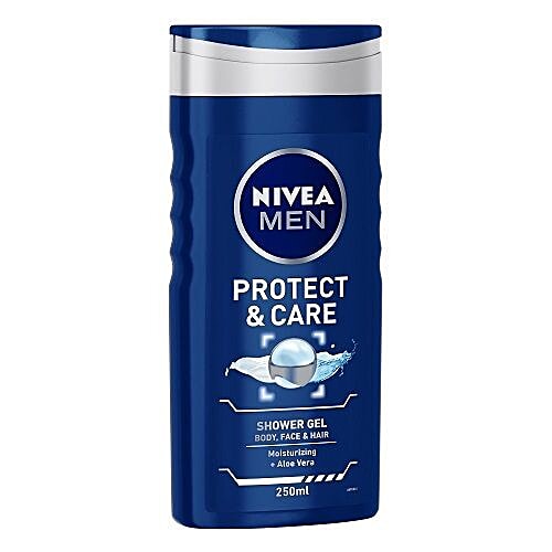 Nivea Protect & Care Shower Gel - With Aloe Vera, For Body, Face & Hair, 250 ml  