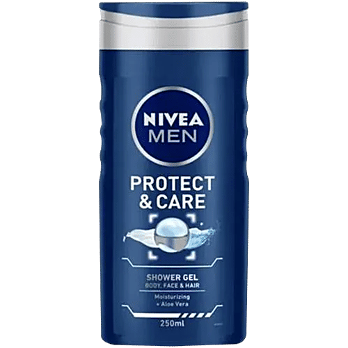 Nivea Protect & Care Shower Gel - With Aloe Vera, For Body, Face & Hair, 250 ml  