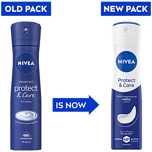 Nivea Deodorant Protect & Care Derma 48h Active Protection, 150 ml No Skin Irritation, 48h Odour Protection, 0% Alcohol