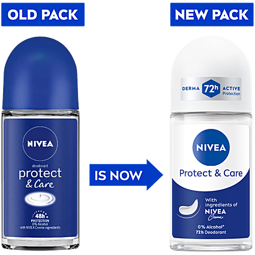 Nivea Women Deodorant Roll On - Protect & Care, Non-Irritating & 48h Protection, 50 ml  