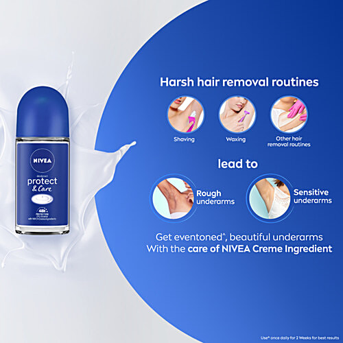 Nivea Women Deodorant Roll On - Protect & Care, Non-Irritating & 48h Protection, 50 ml  