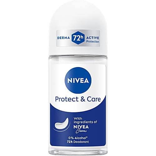 Nivea Women Deodorant Roll On - Protect & Care, Non-Irritating & 48h Protection, 50 ml  