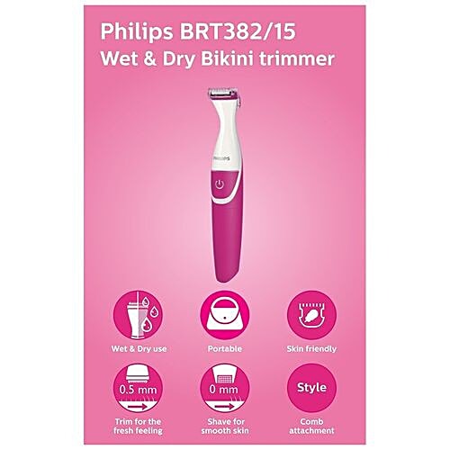 Buy Philips BRT382/15 Bikini Trimmer White/Pink Online at Best Price