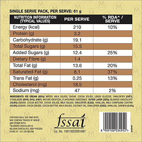 Kwality Wall's Magnum Brownie Ice Cream, 61 g  Made with Belgian Chocolate