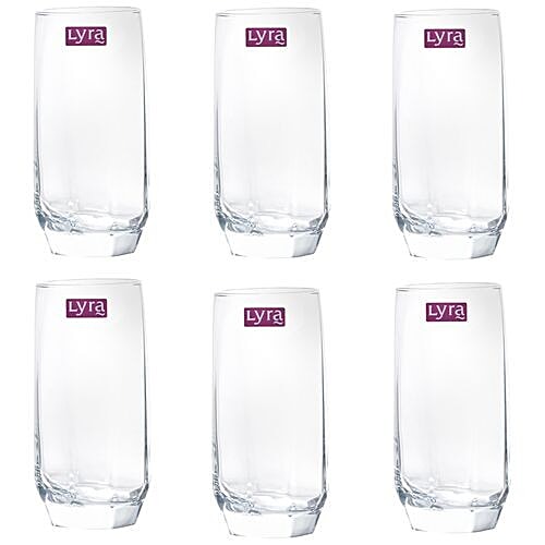 Lyra Water/Juice Glass - Diamond Long, 385 ml (Pack of 6) 
