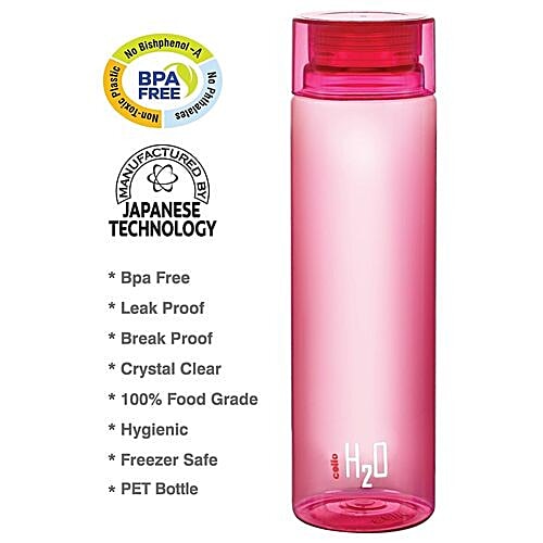 Cello H2O Unbreakable Water Bottle - Pink, 1 L  