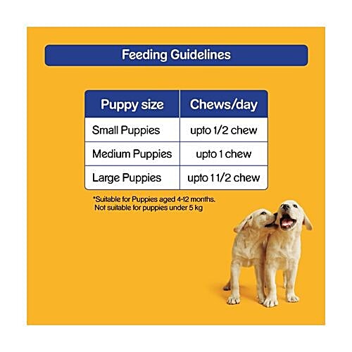 Pedigree Denta Tubos - Chicken Flavoured First Stage Oral Care, For Puppy, 72 g (3 Sticks) 
