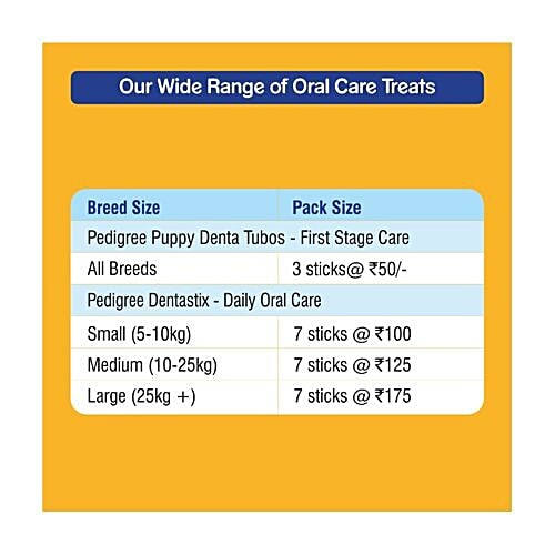 Pedigree Denta Tubos - Chicken Flavoured First Stage Oral Care, For Puppy, 72 g (3 Sticks) 