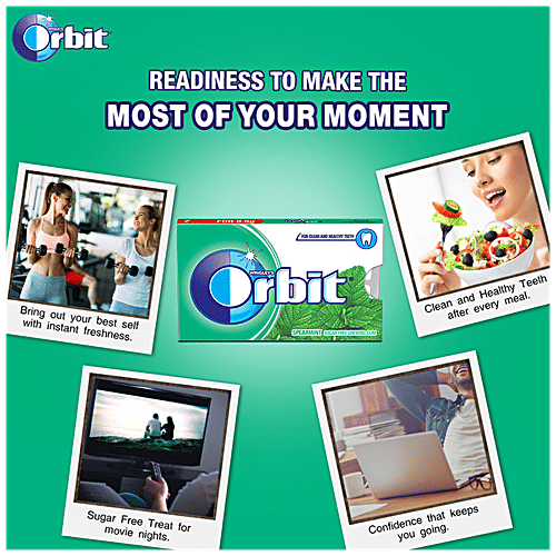 Orbit Sugar Free Chewing Gum - Spearmint, 8.8 g Sleeve 