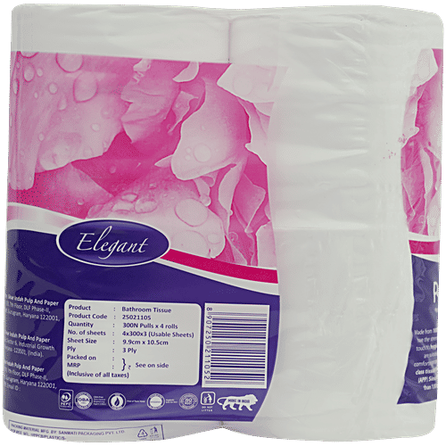 Paseo Toilet Rolls - 3 Ply, 4 pcs (300 Pulls) 