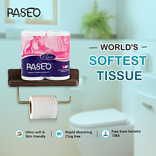 Paseo Toilet Rolls - 3 Ply, 4 pcs (300 Pulls) 