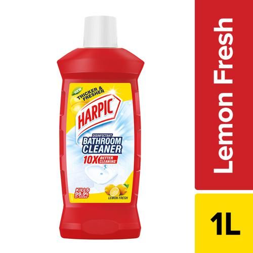 Harpic Disinfectant Bathroom Cleaner Liquid, Lemon, 1 L  Kills 99.9% of Germs