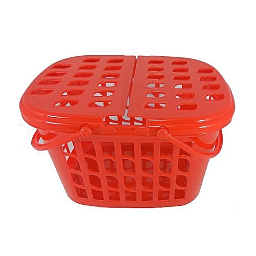 Buy Nakoda Maharaja Plastic Basket With Lid Medium Online at Best