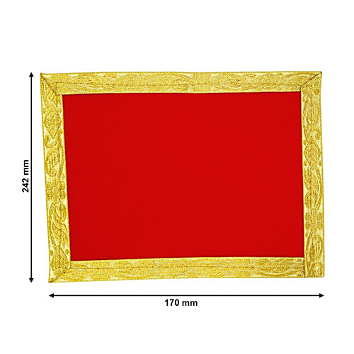 Shubhkart Pooja Aasan - Velvet, Golden Border, Medium, 11 g (1 pc)