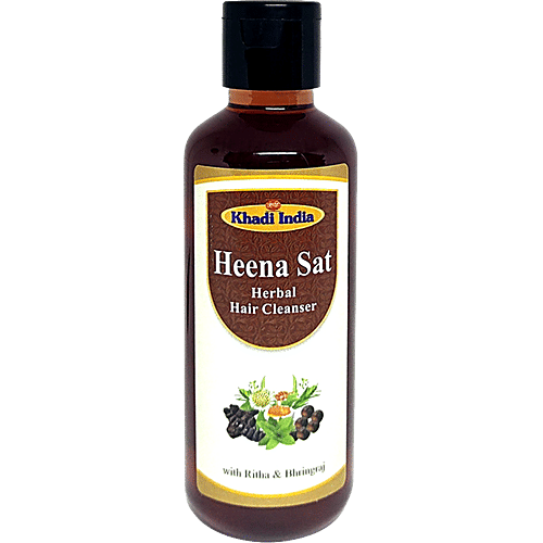 Khadi Manav Herbal Hair Cleanser - Heena Sat With Bhringraj & Honey, 210 ml  