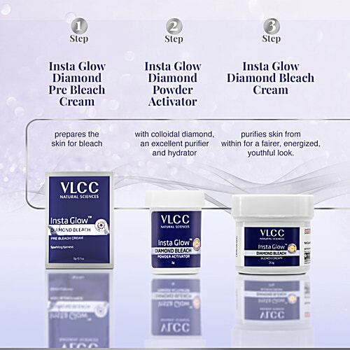 VLCC Insta Glow Diamond Bleach For Sparkling Brightness & Purification With Colloidal Diamond, 30 g
