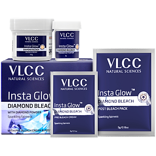 VLCC Insta Glow Diamond Bleach For Sparkling Brightness & Purification With Colloidal Diamond, 30 g