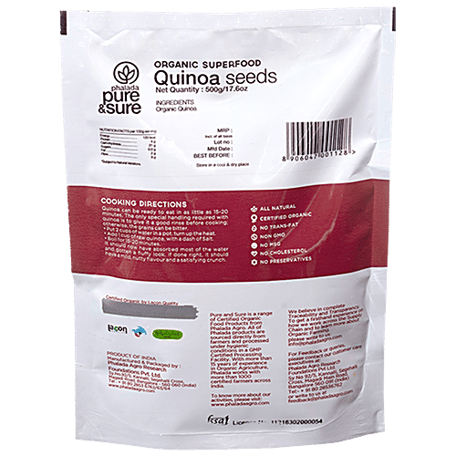 Phalada Pure & Sure Organic - Quinoa Seeds, 500 g  No Preservatives
