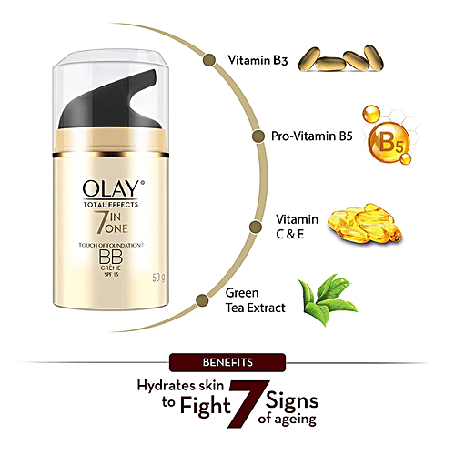 Olay Total Effects BB Cream With SPF 15, Fights 7 Signs Of Ageing With Niacinamide, 50 g  