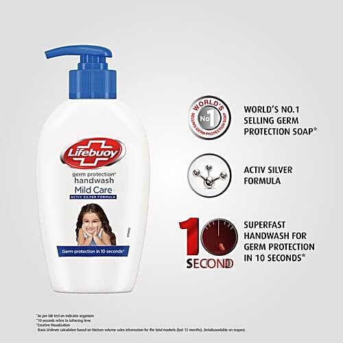 Lifebuoy Mild Care Handwash - Activ Silver Formula, Germ Protection, 750 ml