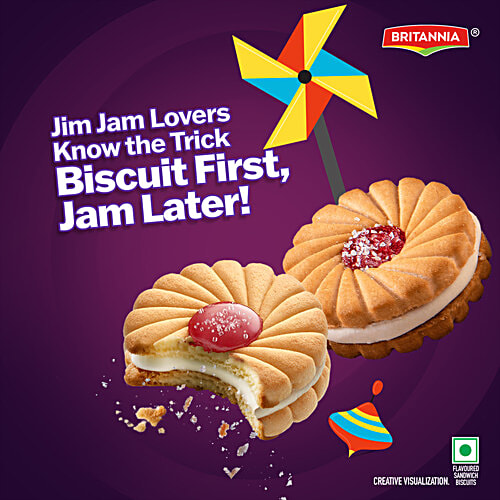 Britannia Jim Jam Naughty Jam Biscuit, 460 g (Buy 4 Get 1 Free)