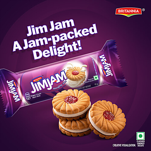 Britannia Jim Jam Naughty Jam Biscuit, 460 g (Buy 4 Get 1 Free)