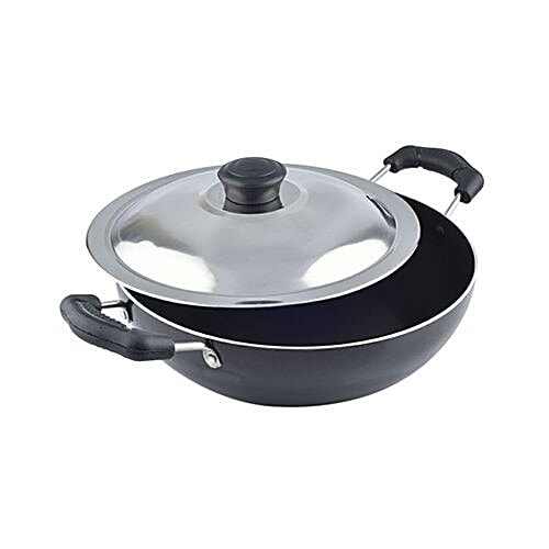 Buy Nirlon Induction Kadai With Stainless Steel Lid Aluminium Black 15