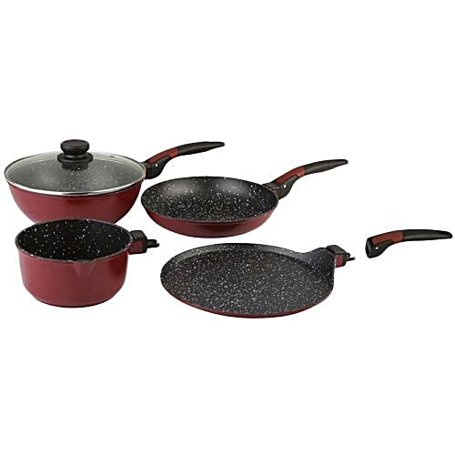 Buy Wonderchef Click Amaze Cookware Set Maroon Black 4 Pcs Online At
