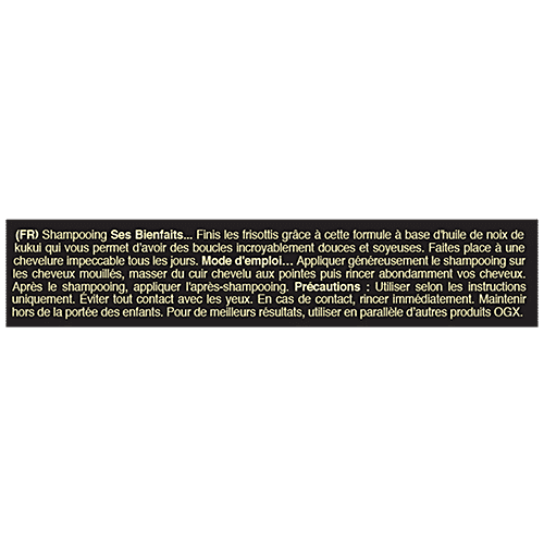 OGX Hydrate & Defrizz + Kukui Oil Shampoo, 385 ml  Sulfate Free Surfactants