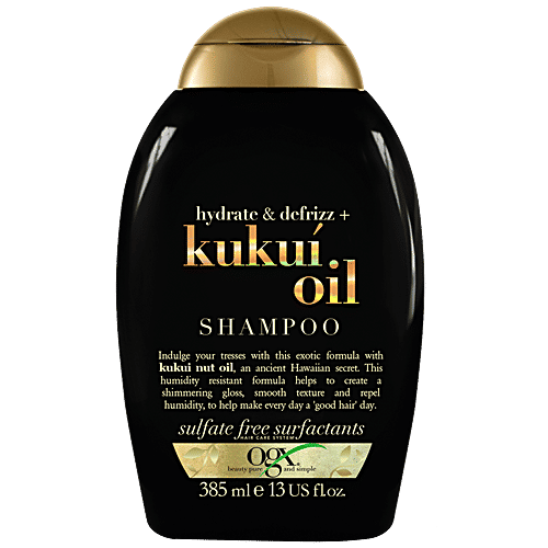 OGX Hydrate & Defrizz + Kukui Oil Shampoo, 385 ml  Sulfate Free Surfactants