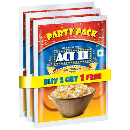 ACT II Instant Popcorn Value Pack - Butter Delite, 3 x 150 g (Buy 2 Get 1 Free) 