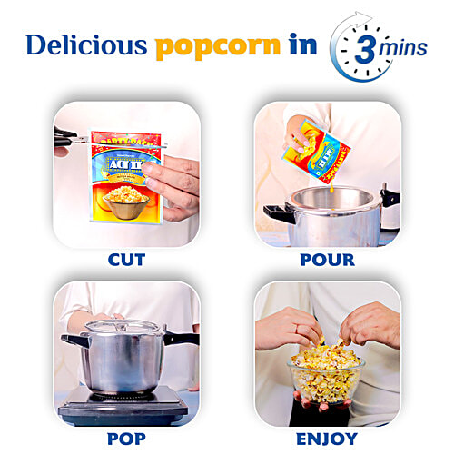 ACT II Butter Delite Flavour Instant Popcorn, 150 g (Buy 2 Get 1 Free) Hot & Fresh# in 3 mins
