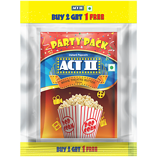 ACT II Movie Theatre Butter Instant Popcorn - Party Pack, 150 g (Buy 2 Get 1 Free) Hot & Fresh# in 3 mins
